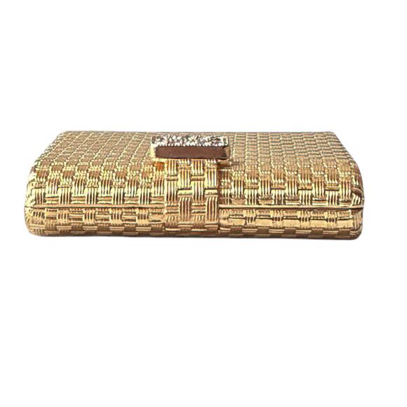 60s Max Factor Regency Golden Weave Compact | Rhinestone Clasp | Creme Puff - Picture 6 of 11